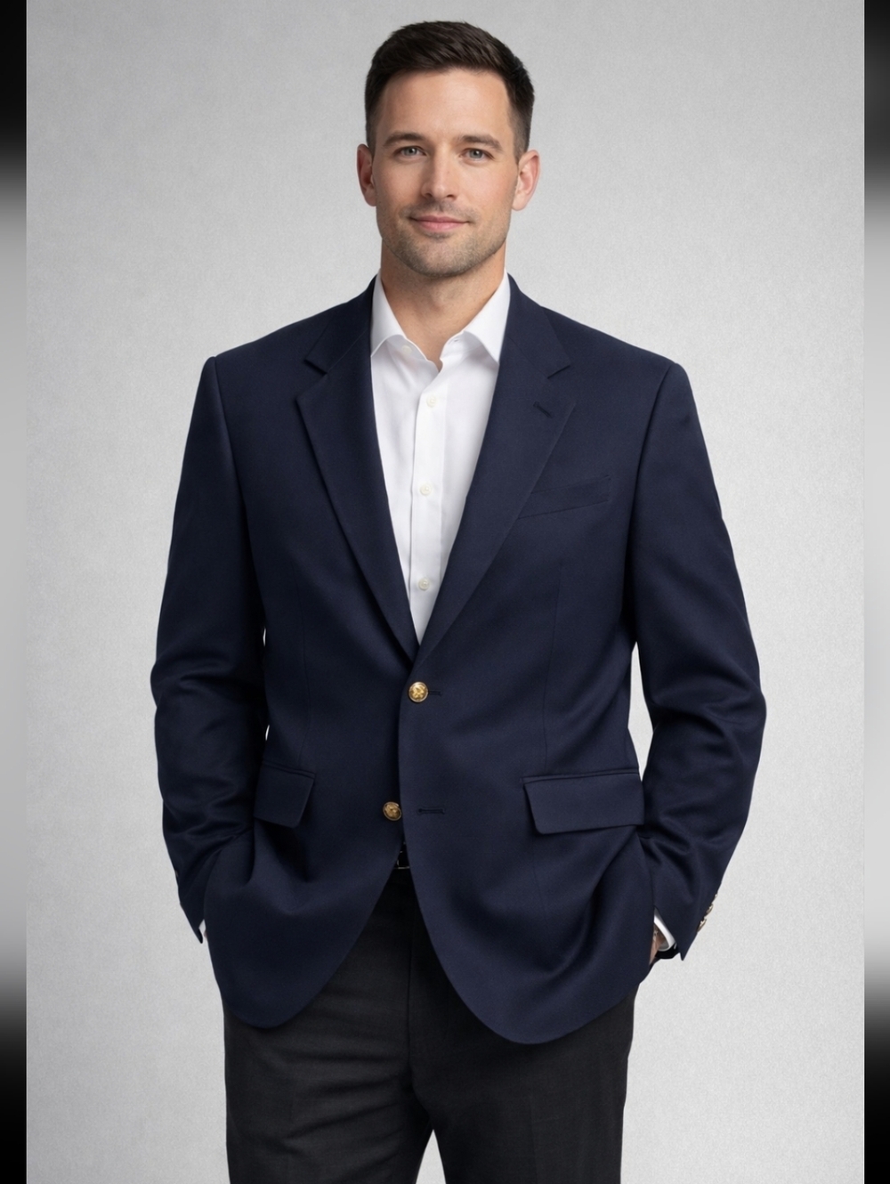 Levi’s Business Class Navy Blazer Mens Action Suit Jacket Classic 2 Button Vtg